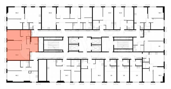 2-к. квартира, 58,8 м², 32/33 эт.