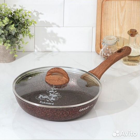 Сковорода Granit ultra red, d26 см, пластиковая ру