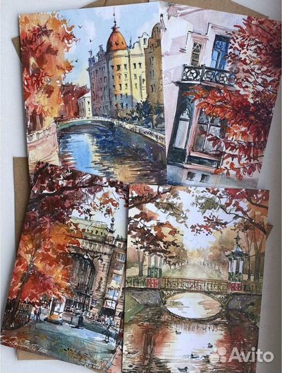 Акварельные открытки 