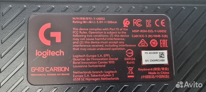 Клавиатура logitech g413 carbon