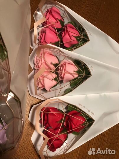 Мыльные розы штучно, по 3 и букетами