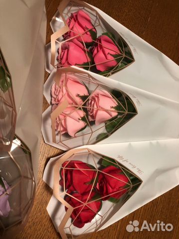 Мыльные розы штучно, по 3 и букетами