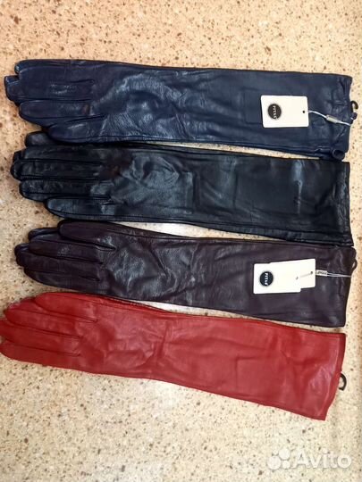 Новые кожаные перчатки до локтя