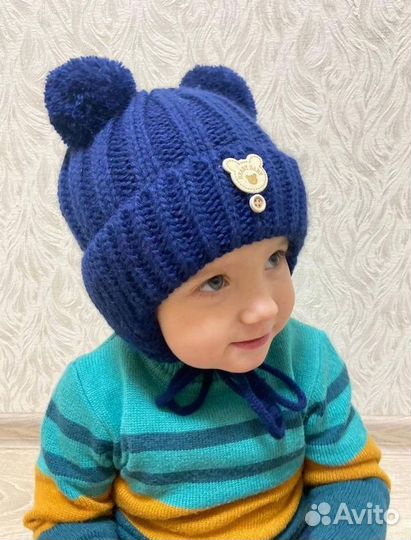Теплая детская шапка