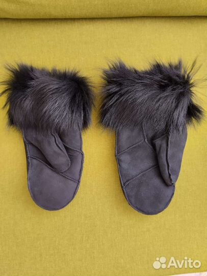 Варежки из натуральной кожи