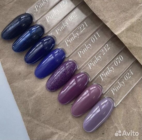 Гель-лаки Pinky шоколадные/нюдовые/синие