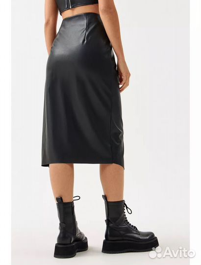 Юбка кожзам черная