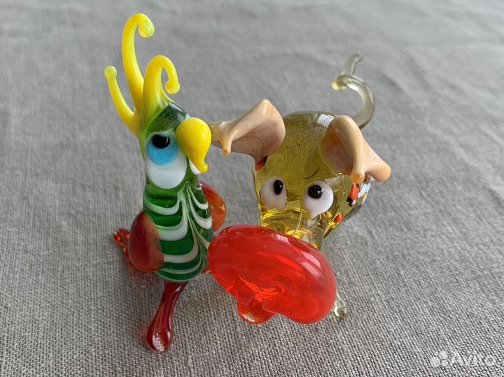 Стеклянные фигурки животных ручная работа гх завод