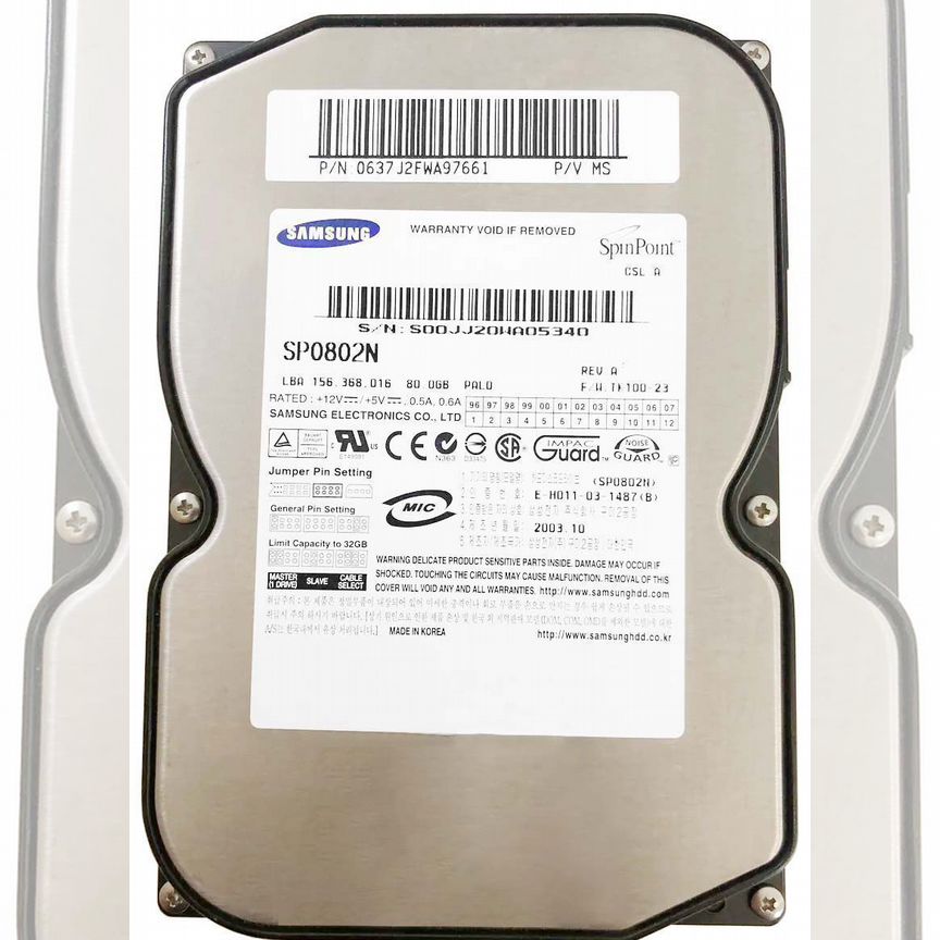[SP0802N] Жесткий Диск Samsung 80gb 7200 Ide 3.5" Sp0802n
