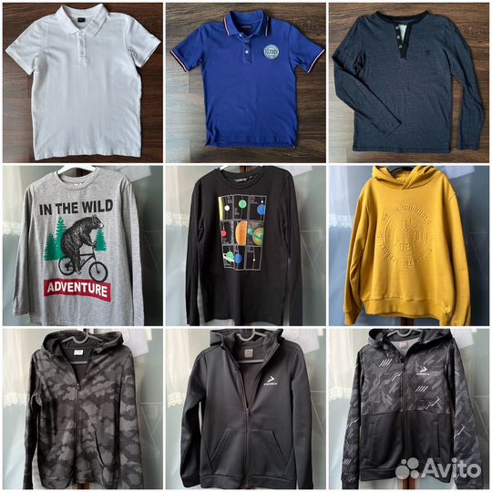 Вещи для мальчика р-р146(поло,лонгсливы,толстовки)