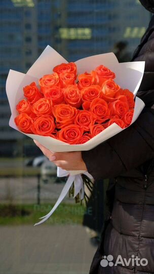 Розы Букет из 25 оранжевых роз Розы с доставкой