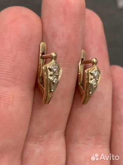 Серьги золотые 583 пробы СССР