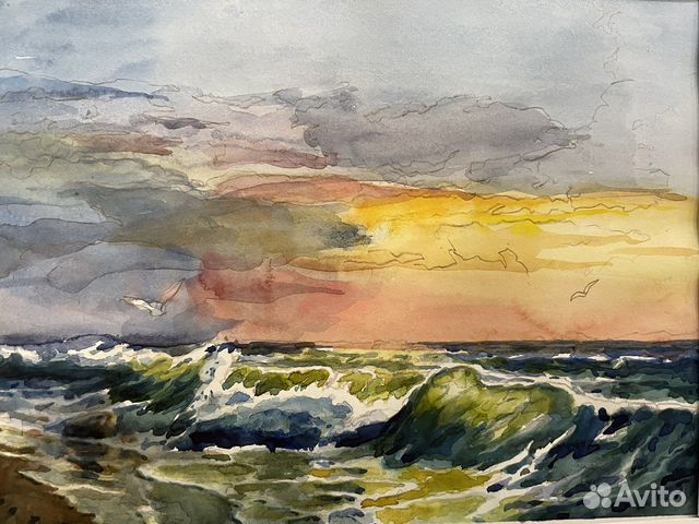 Акварельный рисунок «море»