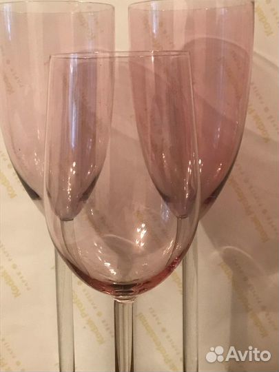 Калининские бокалы из розового стекла, 22 см СССР