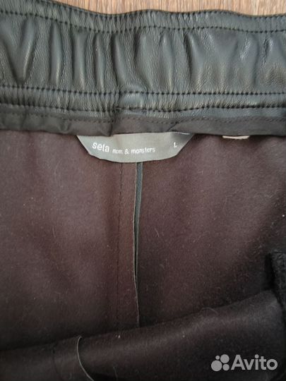 Кожаные брюки палаццо р. L