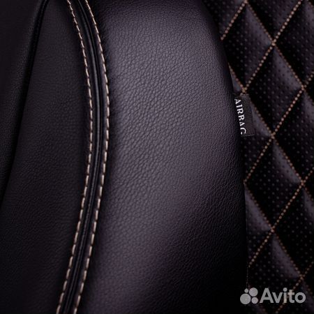 Чехлы VW Polo sd (08-20) Эко-кожа ромб бежевый