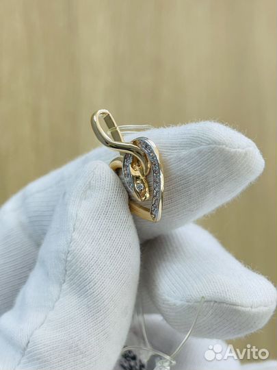 Золотая подвеска змейка в форме сердце 585