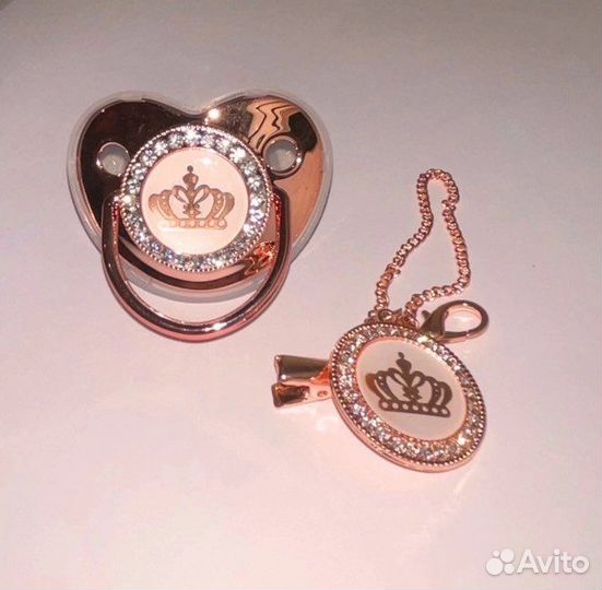 Соска пустышка со стразами, с короной, VIP, boss