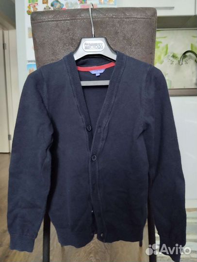 Рубашка белая, кардиган р.140 для школы