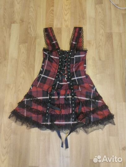 Платье мини в клетку