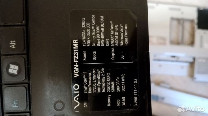 Ноутбук sony vaio vgn-fz 31mr на запчасти