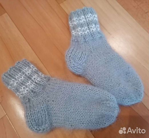 Носки детские, ручное вязание из ангорского пуха,р
