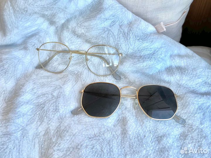 Очки имиджевые унисекс в золотой оправе