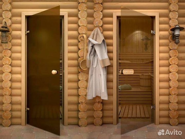 Двери деревянные и стеклянные для бани и дома