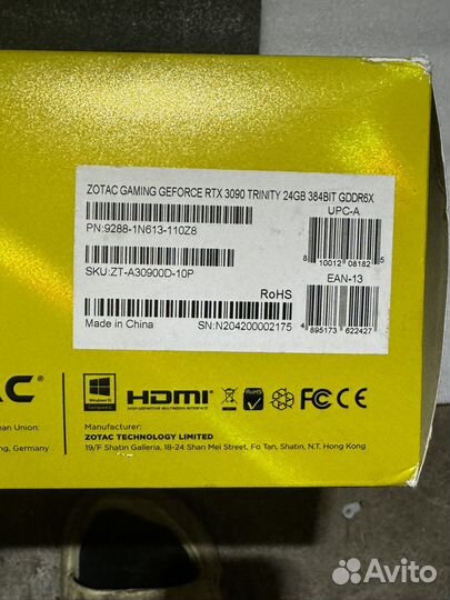 Видеокарта zotac gaming RTX 3090 trinity 24GB