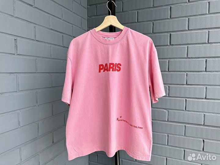 Новая футболка Zara 44 Paris розовая