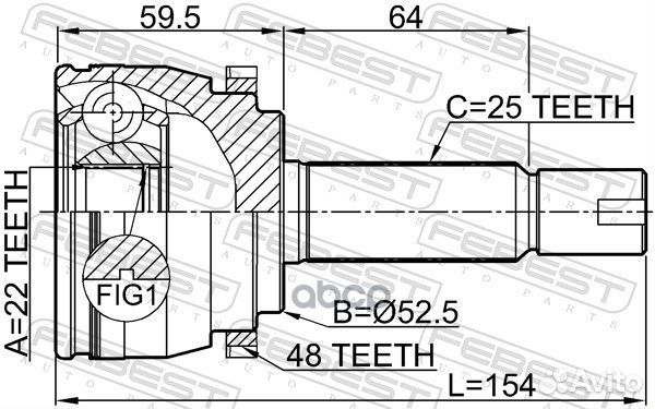 Шрус наружный 22X52.5X25 1210sola48 Febest