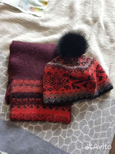 Комплект шапка/шарф, разные, 3 штуки