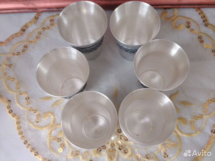 Коньячный набор, мельхиор, скань, люкс