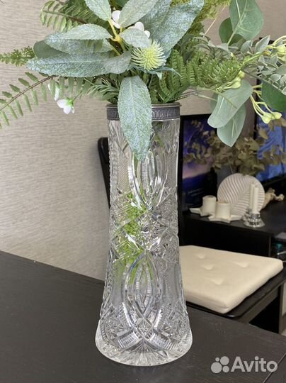 Хрустальная ваза с серебром 875 СССР