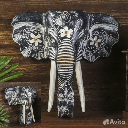 Сувенир дерево Голова слона цветы