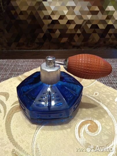 Пульверизатор для одеколона, винтаж, синее стекло