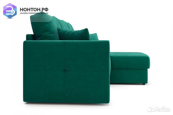Диван угловой дельфин Вита изумрудный