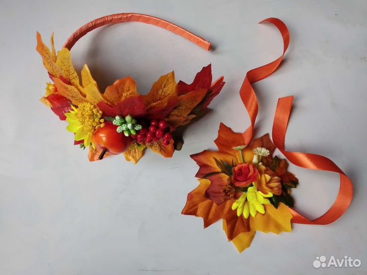 Ободок с розами фуксия, венок на голову яркий