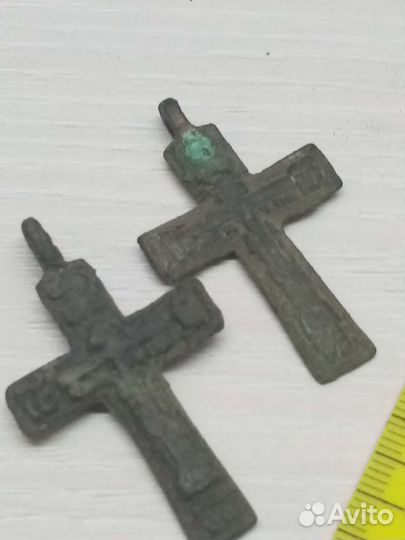 Крестики нательный, бронза, старинные 2 штуки