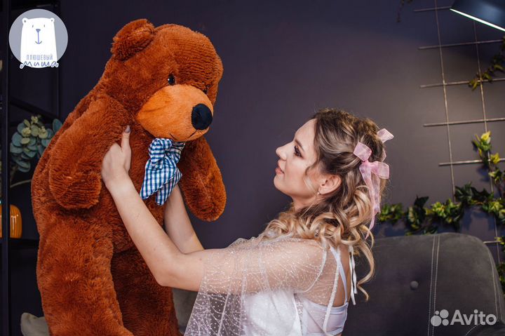 Плюшевый мишка 100см Коричневый, мягкая игрушка