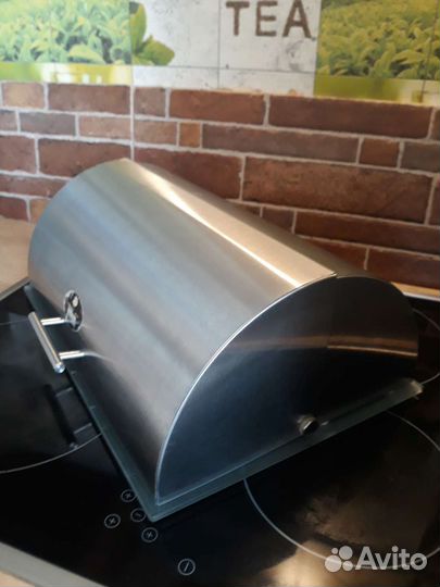 Хлебница нержавеющая сталь и стекло