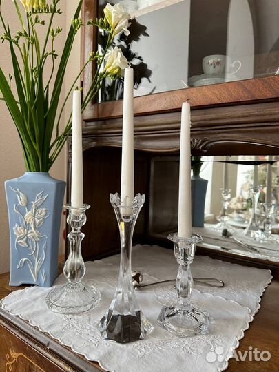 Хрустальные подсвечники хрусталь богемия винтаж