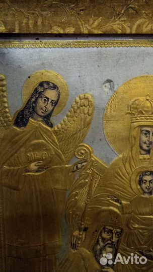 Икона, литография,тесенная Золотом