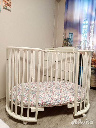 Детская кроватка трансформер круглая