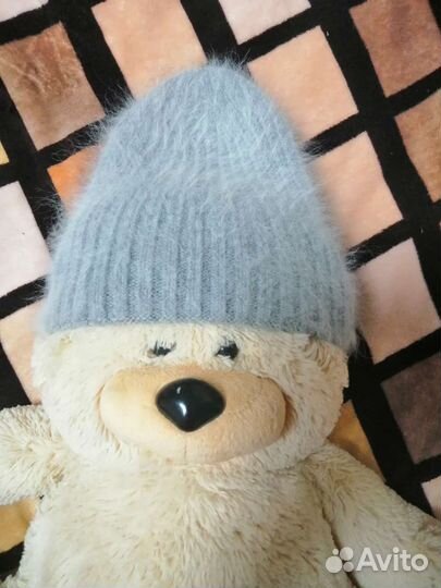 Шапка серая женская из ангоры