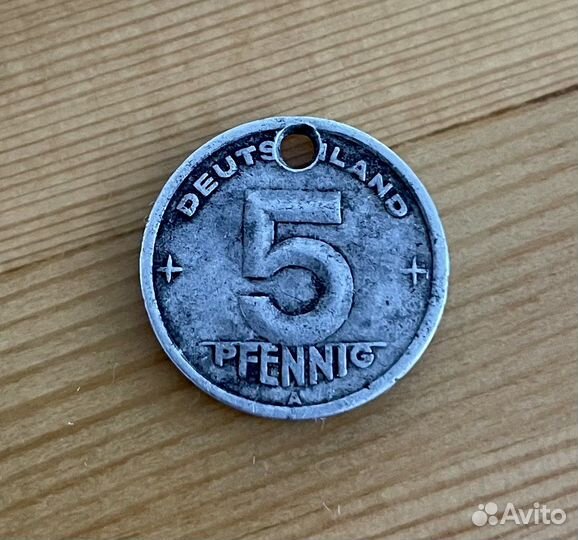 Монета 5 pfennig 1948г