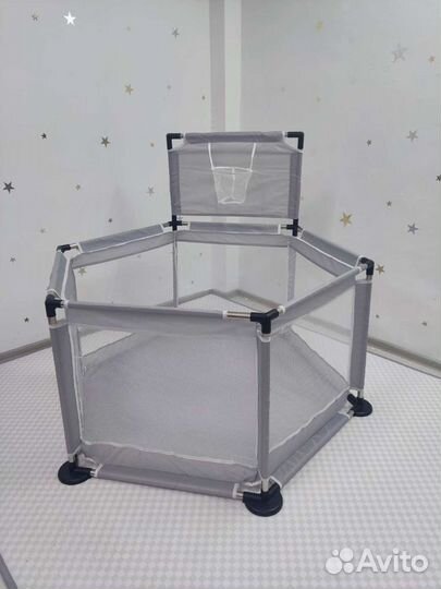 Манеж детский игровой бассейн, серый, новый