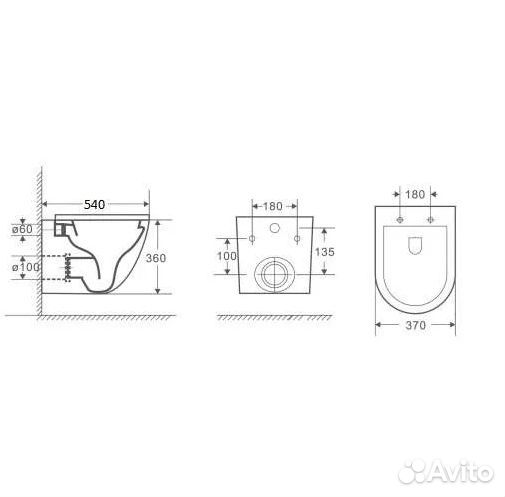 Унитаз подвесной WeltWasser amberg 350 ST+merzbach 043 XL GL-WT+amberg RD-WT белый/кнопка белая, без
