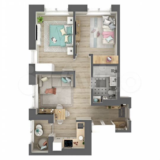 2-к. квартира, 49,3 м², 6/18 эт.