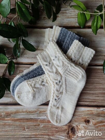 Носки ручной вязки шерстяные